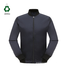 Men Recycled Jacket Rpet Single Layer Light Bomber Jacket with Heavy Rib Collar and Rib Waist Pongee Jacket